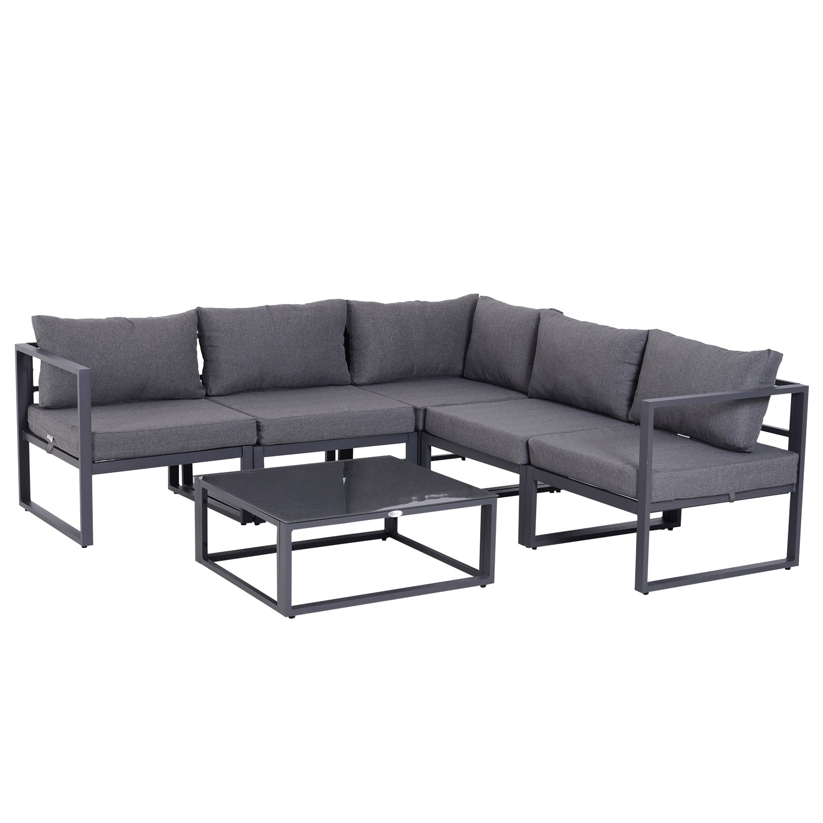 Solarias Ensemble salon de jardin d'angle design contemporain style yachting 5 places modulable avec coussins et table basse