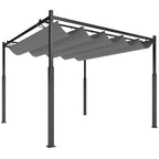 Solarias Pergola de jardin exterieur 3 x 3 m avec toit rétractable et fixation magnétique, abri soleil UPF30+, gris