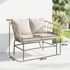 Solarias Canapé de Jardin 2 Places en Résine Tressée Coussins Épais Anti-glisse 120 x 67 x 79 cm Marron