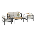 Solarias Ensemble de jardin en aluminium pour 4 personnes résistant à l'eau extra profond avec canapé 2 places et 2 fauteuil