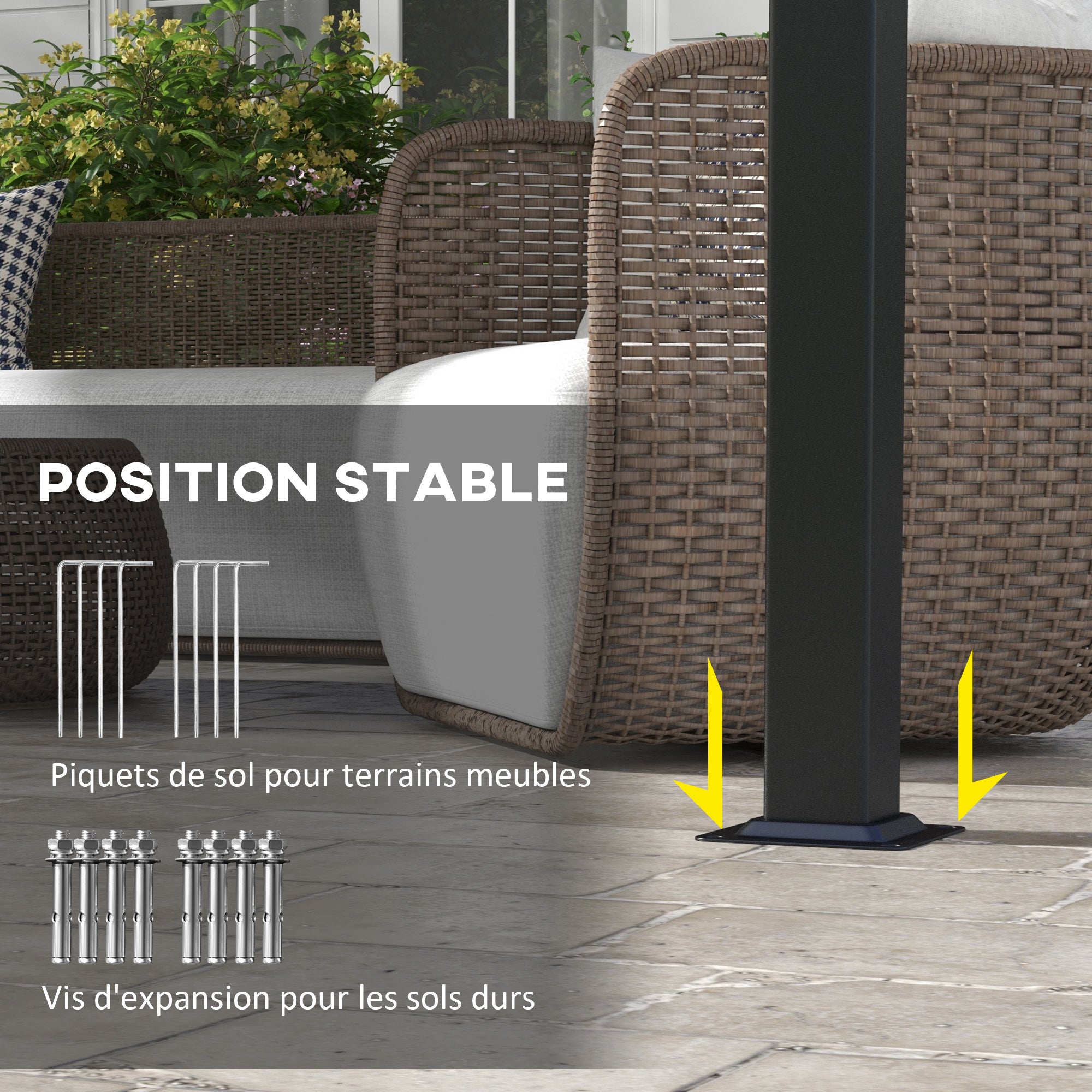 Solarias Pergola avec 3 toiles coulissantes 3,5 x 3 x 2,35 m structure acier noir toile polyester gris foncé
