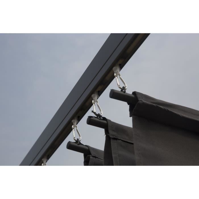 Solarias Pergola KIBA avec toit déroulant - Gris - 3 x 3 m