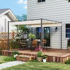Solarias Pergola de jardin 3 x 3 m avec auvent rétractable, pavillon, toile pour l'ombre, UPF30+, Beige