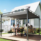 Solarias Pergola Rétractable Coulissante 3 x 3 m tonnelle de Jardin à fixation magnétique Tissu Polyester Haute densité gris