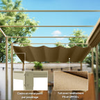 Solarias Pergola de jardin 3 x 3m avec toit rétractable et fixation magnétique, auvent de protection solaire, UPF30+, kaki
