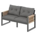Solarias Ensemble canapé d'extérieur moderne, table amovible, accoudoirs tressés et coussins d'assise épais, Gris+Couleur na
