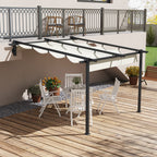Solarias Pavillon de jardin 3 x 3m, auvent rétractable, montage mural, cadre en métal, Blanc crème