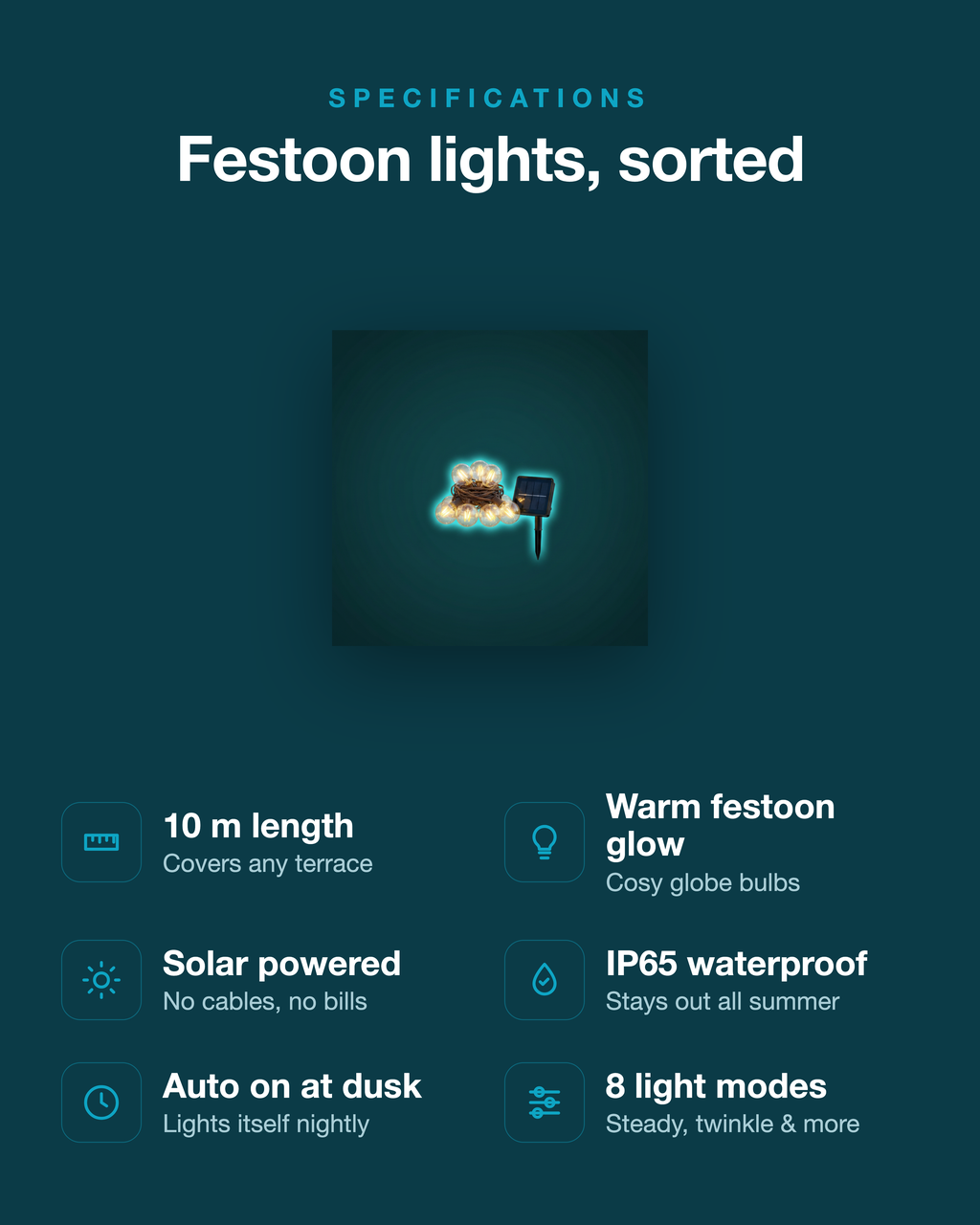 Solar LED festoon string lights
