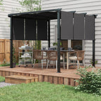 Solarias Pergola avec 3 toiles coulissantes 3L x 3l m structure métal époxy anticorrosion toile polyester gris