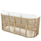 Solarias Ensemble de jardin 5‑pièces PE‑rotin, canapé 3‑places, 2 fauteuils et table en verre, Beige+Noir+Blanc
