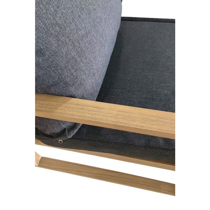 Solarias Salon de jardin d'angle - Aluminium effet bois - PUERTOCOR - 5 personnes + table basse