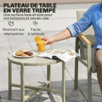 Solarias Salon de Jardin Ensemble de Terrasse avec Canapé 2 Places, 2 Fauteuils et Table Basse en Verre Trempé 4 Pièces Vert