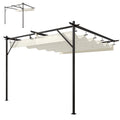 Solarias Gazebo Pergola adossée 3x3 m avec toit coulissant et orifices de drainage, Crème