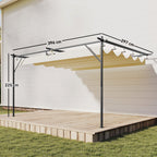 Solarias Toit de terrasse Pergola env. 4 x 3 m, toiture réglable, fixation murale, UV30+, Blanc crème