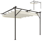 Solarias Gazebo Pergola adossée 3x3 m avec toit coulissant et orifices de drainage, Crème