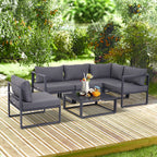 Solarias Ensemble salon de jardin d'angle design contemporain style yachting 5 places modulable avec coussins et table basse