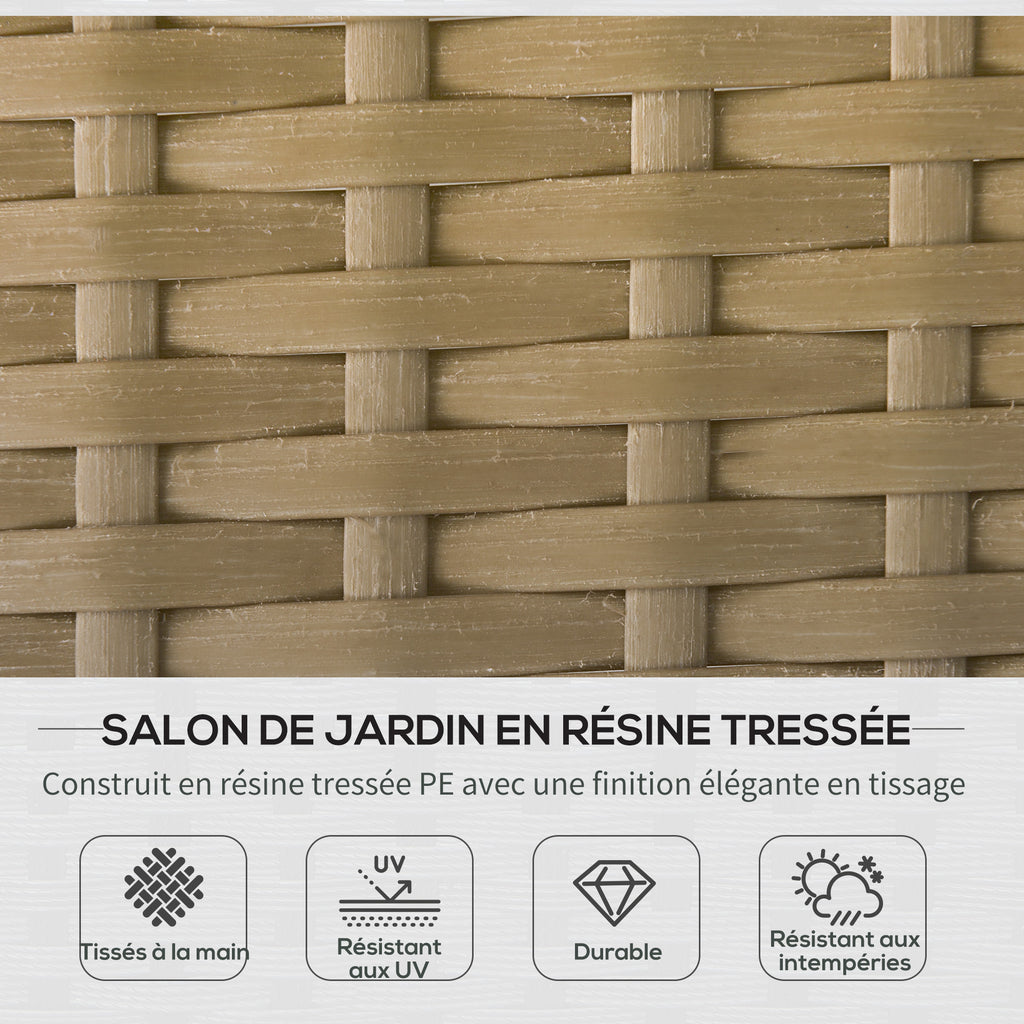 Solarias Salon de jardin extérieur d'angle moduable 4 places en résine tressée canapé de jardin extérieur avec table basse c