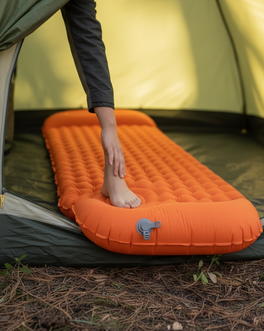 ultralight-camping-air-mattress-with-built-in-foot-pump