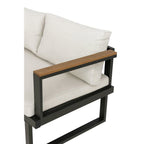 Solarias Salon de jardin d'angle 7 places - Aluminium - ALMARA - Canapé d'angle + 2 tabourets + table - Ecru