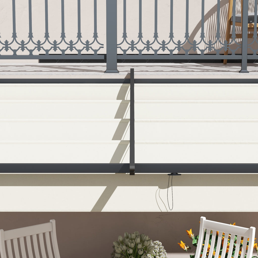 Solarias Pavillon de jardin 3 x 3m, auvent rétractable, montage mural, cadre en métal, Blanc crème