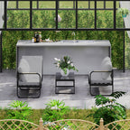 Solarias Salon de jardin extérieur 3 pièces en L avec canapés et table basse en verre, assise réglable 5 positions, gris
