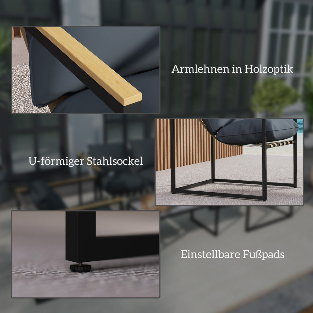 Solarias Ensemble de meubles de jardin 4 pièces, ensemble de mobilier extérieur, 2 fauteuils, canapé 2 places, 1 table, remb