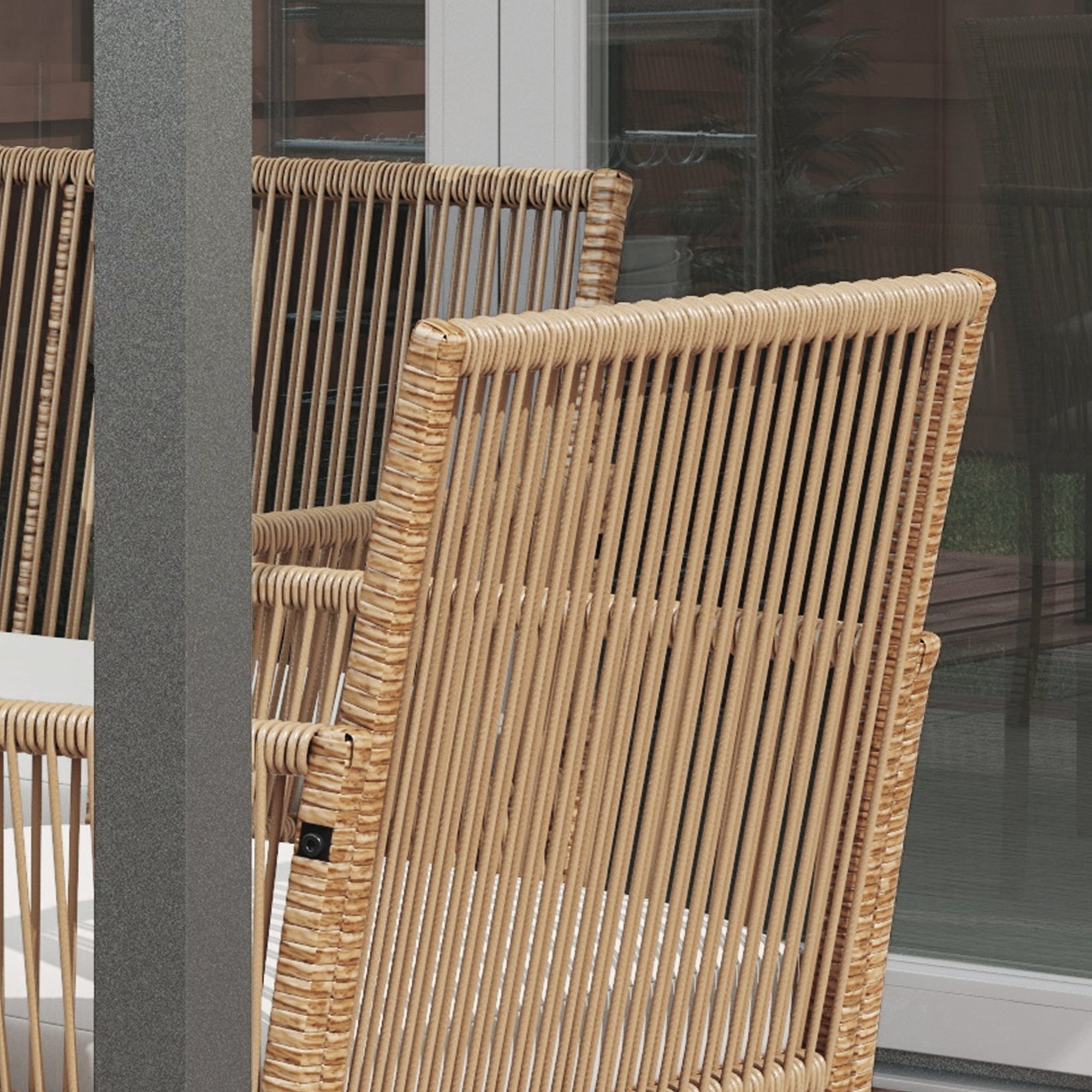 Solarias Ensemble salon de jardin 4 pièces canapé 2 places 2 fauteuils 1 table basse plateau verre trempé