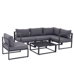 Solarias Ensemble salon de jardin d'angle design contemporain style yachting 5 places modulable avec coussins et table basse