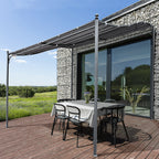 Solarias Pergola tonnelle de jardin auvent 3 x 3 m adossable métal gris polyester imperméabilisé anti-UV gris