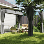 Solarias Pergola de Jardin avec Toit Rétractable et Rideaux, en Métal et Polyester, 300x300x227 cm, Gris clair