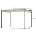 Solarias Pergola de jardin 3 x 3 m avec auvent rétractable, pavillon, toile pour l'ombre, UPF30+, Beige
