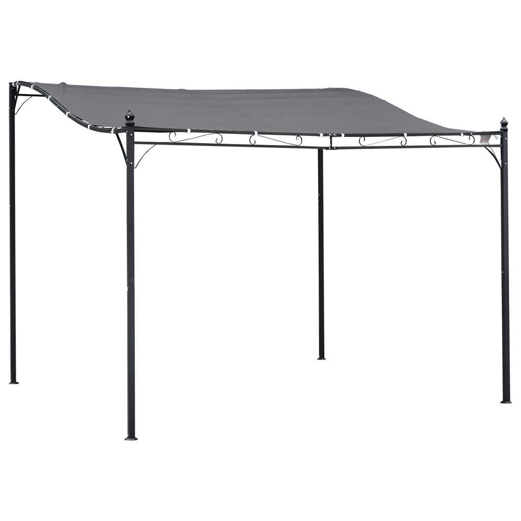 Solarias Pergola tonnelle de jardin auvent 3 x 3 m adossable métal gris polyester imperméabilisé anti-UV gris