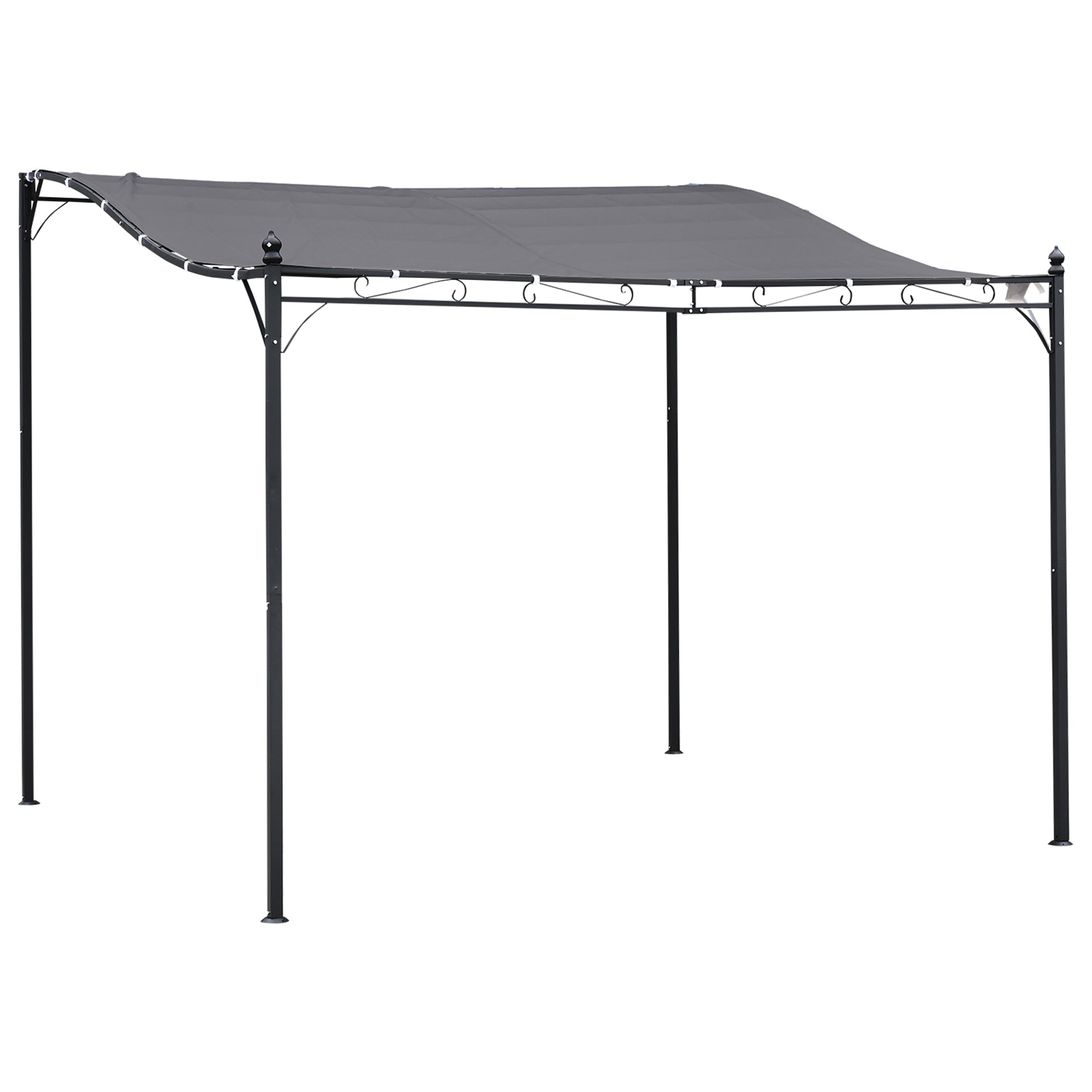 Solarias Pergola tonnelle de jardin auvent 3 x 3 m adossable métal gris polyester imperméabilisé anti-UV gris