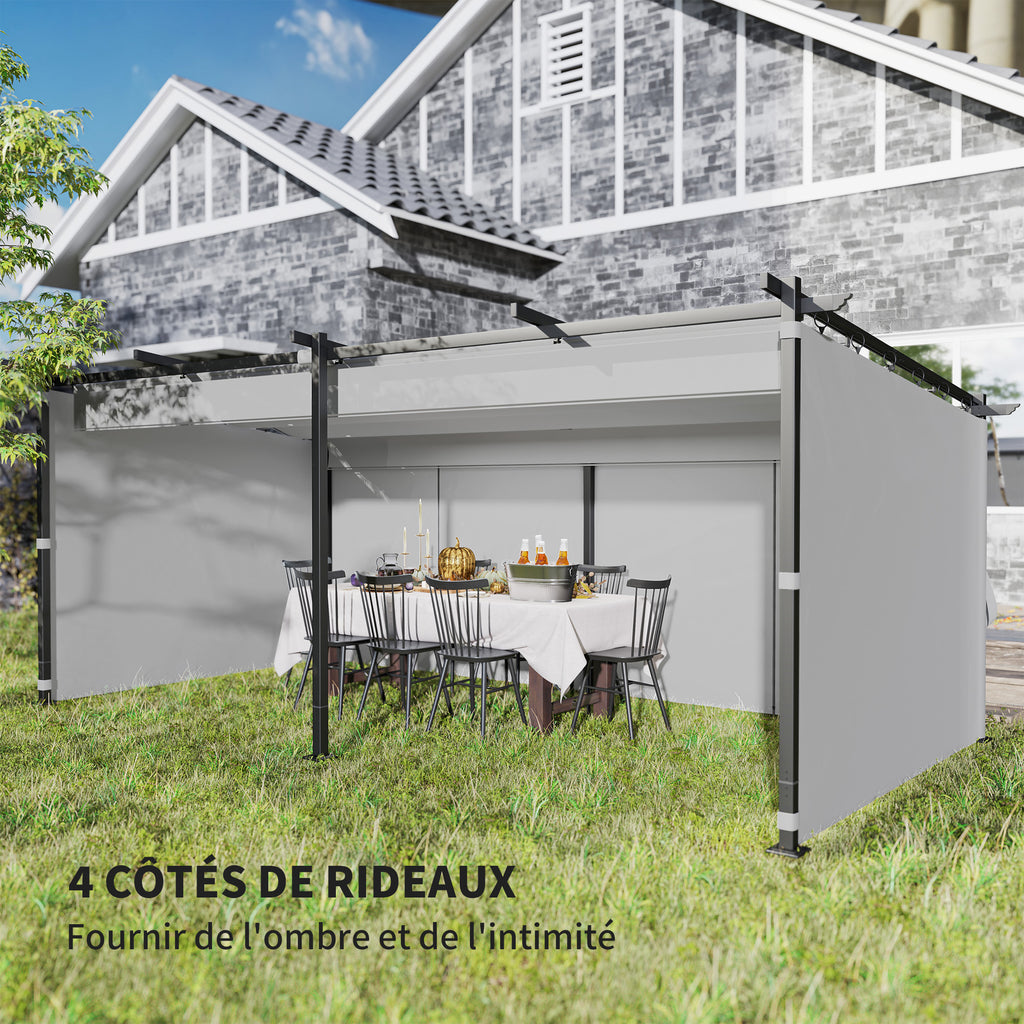 Solarias Pergola jardin exterieur 3 x 6 m pergola coulissante rétractable avec parois latérales, abri soleil UPF30+, gris
