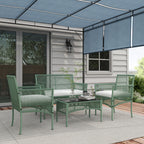 Solarias Ensemble salon de jardin 4 pièces canapé 2 places 2 fauteuils 1 table basse plateau verre trempé