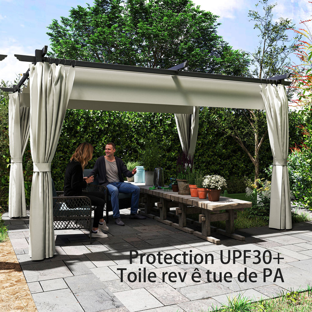Solarias Pergola 3 x 3 m avec Auvent Rétractable et Rideaux, Abri de Soleil UPF30+ pour Jardin, Terrasse, Extérieur