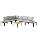 Solarias Salon de Jardin Modulaire 6 Pièces Ensemble Canapé Extérieur Transformable en Lit Table Basse et Plateaux Latéraux 