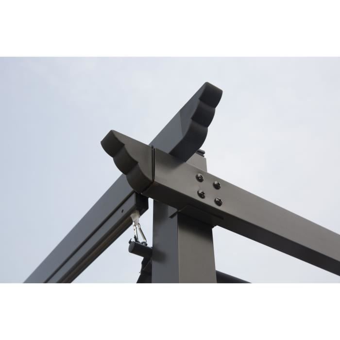 Solarias Pergola KIBA avec toit déroulant - Gris - 3 x 3 m