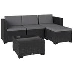 Solarias Ensemble Modulaire de Jardin en Rotin 5 Pièces avec Coussins, Canapé d'Angle Gris