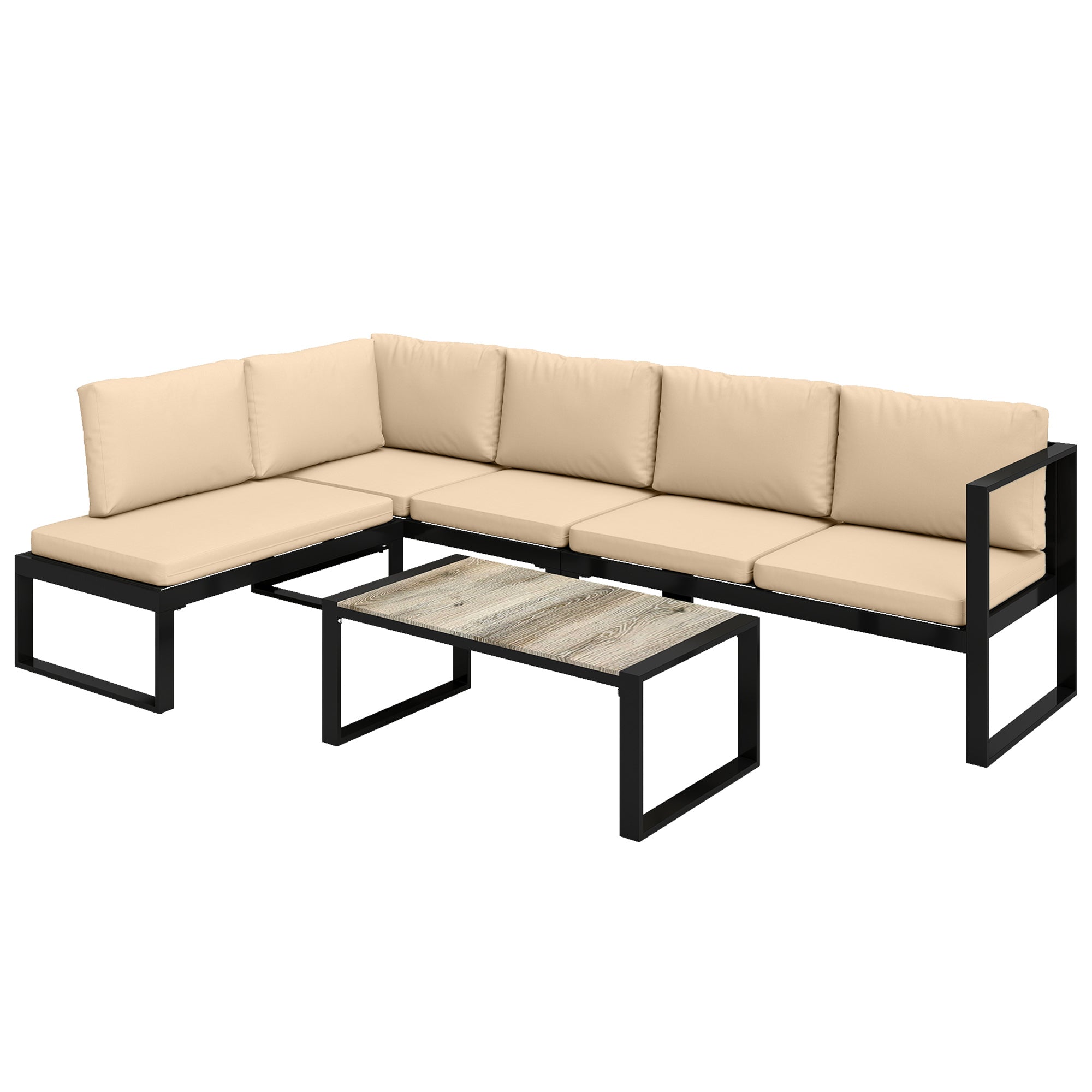 Solarias Ensemble de jardin 4 pièces, ensemble canapé avec 2 canapés 2 places, fauteuil sans accoudoirs, table basse, pour b