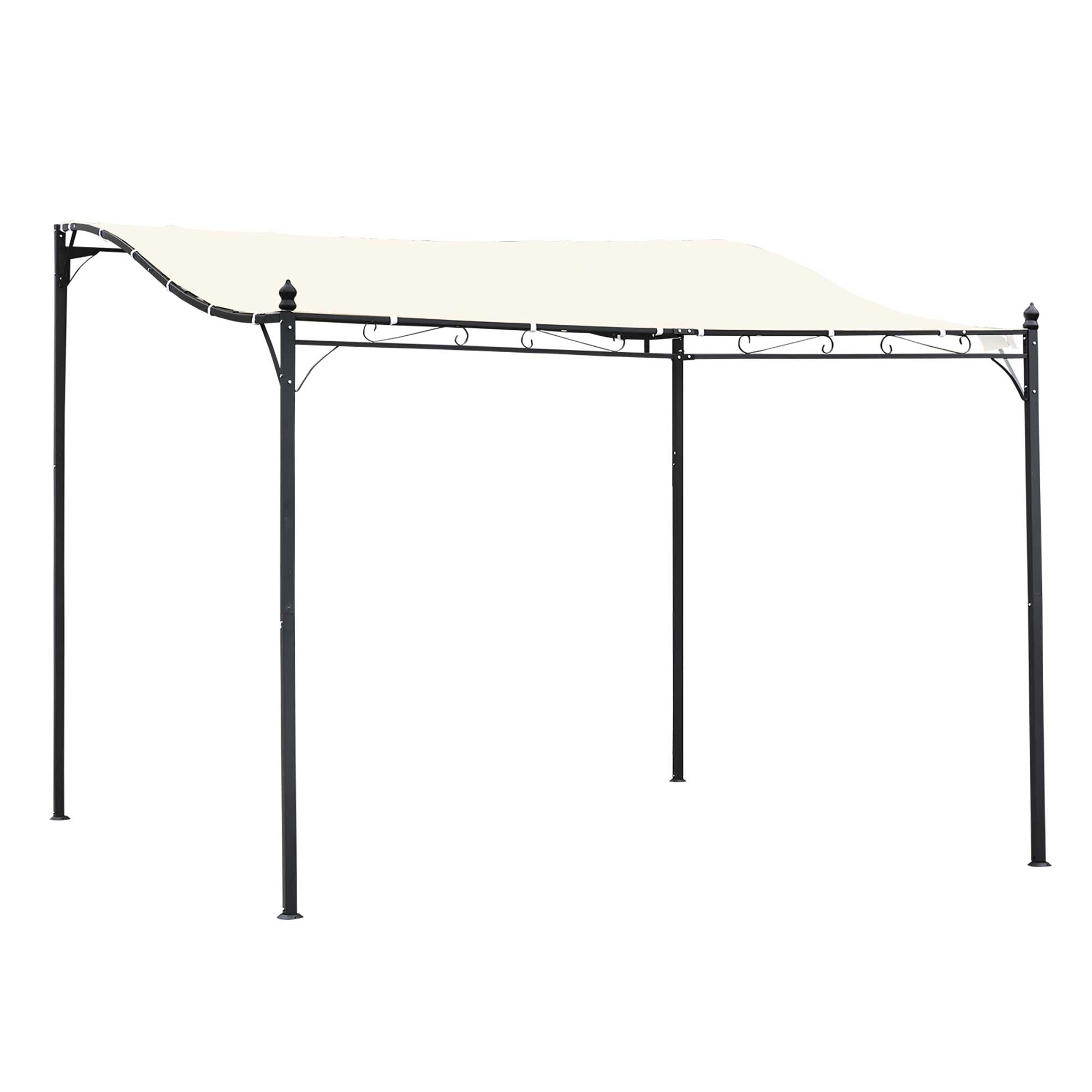 Solarias Pergola tonnelle de jardin auvent 3 x 3 m adossable métal gris polyester imperméabilisé anti-UV crème