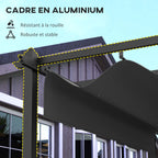 Solarias Pergola rétractable 3,5 x 6 m pergola pour terrasse structure en aluminium + toile polyester - gris foncé