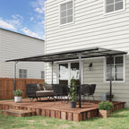 Solarias Pergola rigide alu. polycarbonate pavillon de jardin abri de voiture 500 x 299 x 195/223 cm gris
