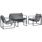 Solarias Salon de jardin 4 pièces 4 personnes avec canapé 2 places, 2 fauteuils et 1 table basse gris