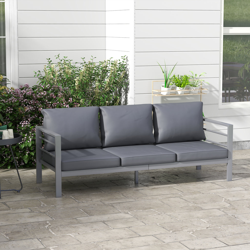 Solarias Canapé de jardin 3 places avec coussins d'assise et dossier - canapé extérieur en aluminium 185L x 66l x 64H cm