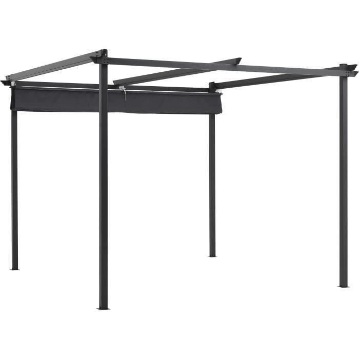Solarias Pergola KIBA avec toit déroulant - Gris - 3 x 3 m