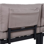 Solarias Ensemble Salon de Jardin d'angle Design Contemporain 5 Places Coussins Marron Table Basse alu. Noir et Imitation Bo