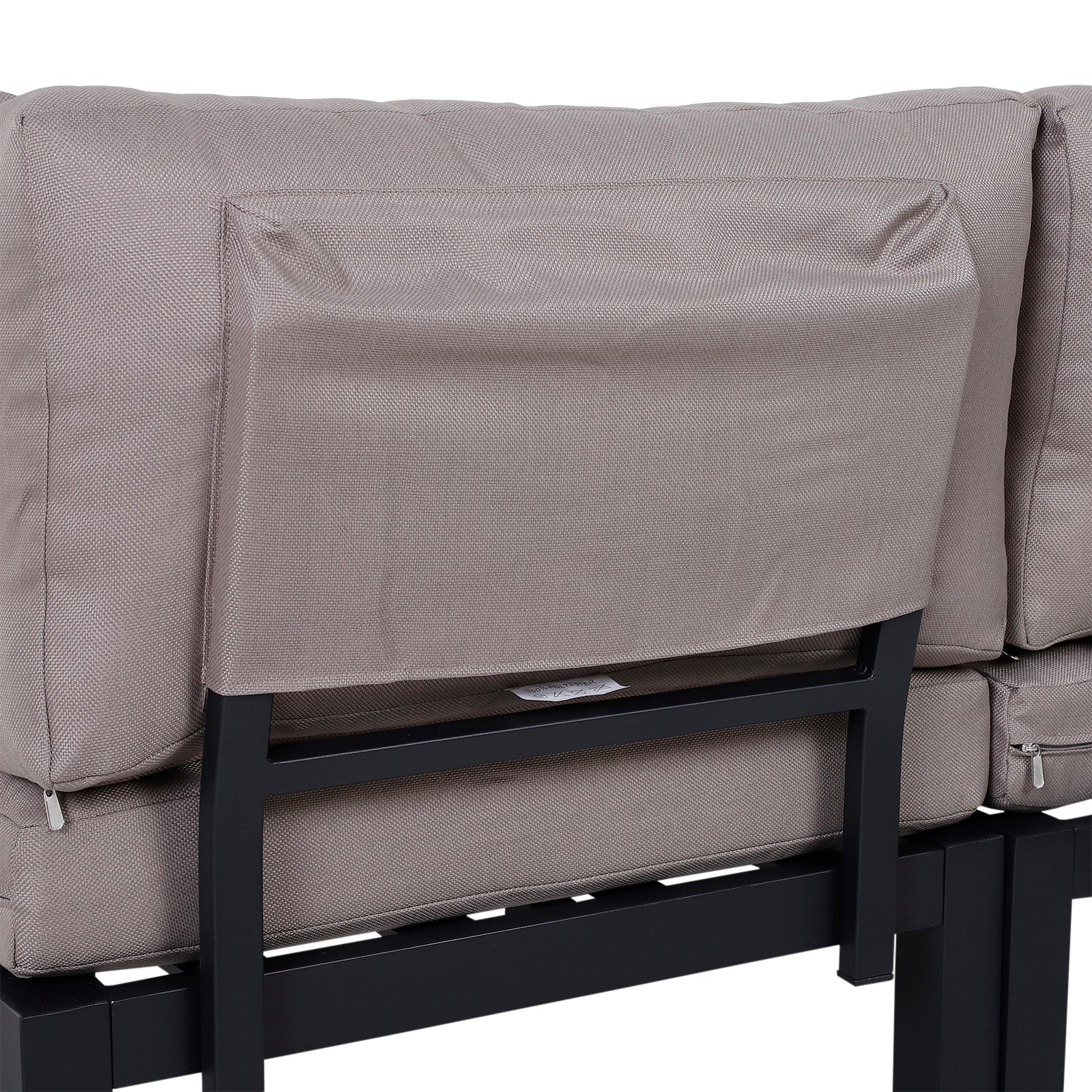 Solarias Ensemble Salon de Jardin d'angle Design Contemporain 5 Places Coussins Marron Table Basse alu. Noir et Imitation Bo