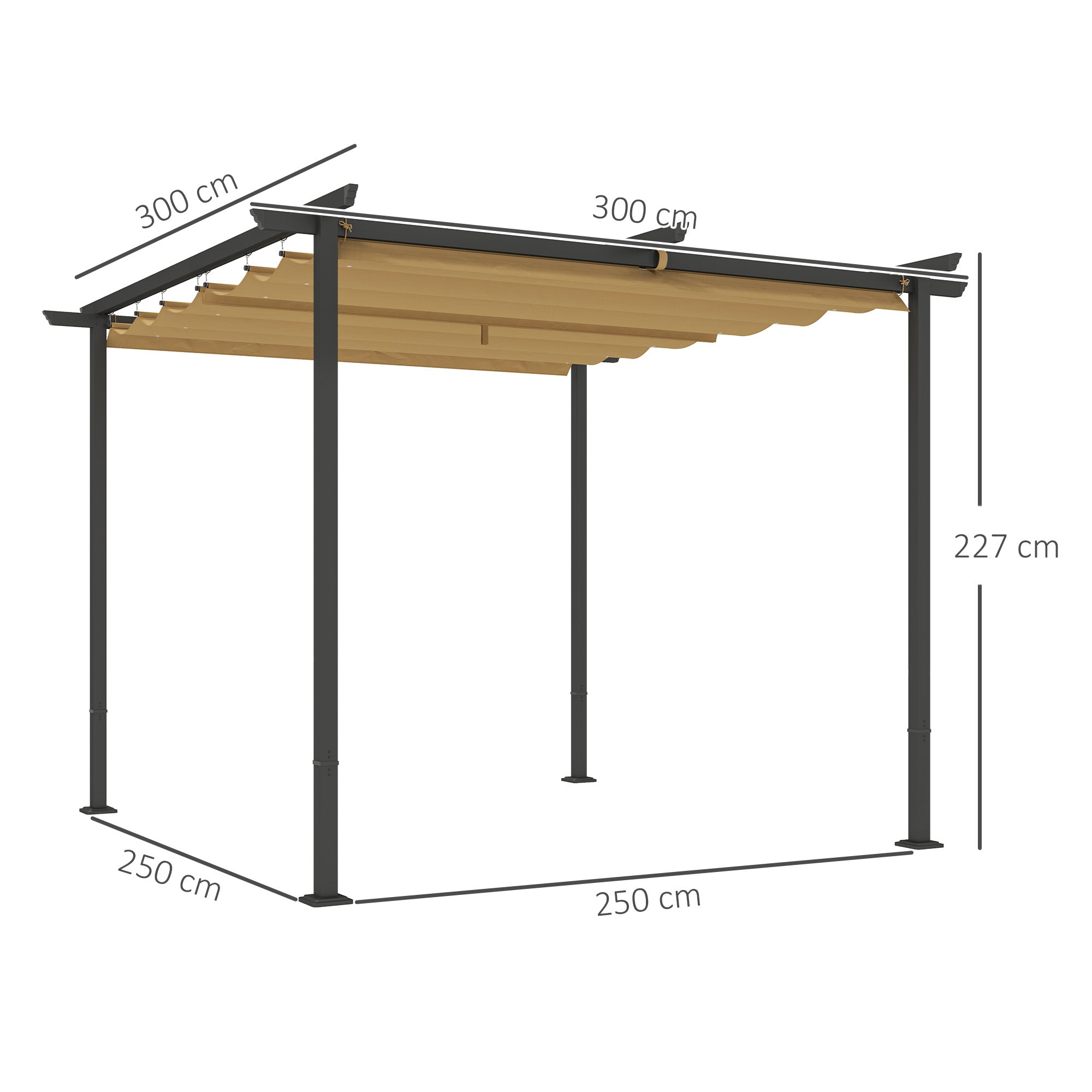 Solarias Pergola de jardin 3 x 3 m avec toit réglable, cadre métallique, protection UPF30+, auvent pour véranda, terrasse, B