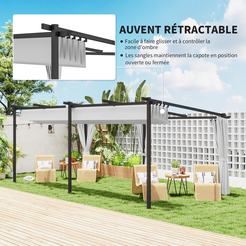 Solarias Pergola jardin exterieur 3 x 6 m pergola coulissante rétractable avec parois latérales, abri soleil UPF30+, gris